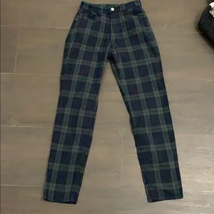 Brandy melville navy and green plaid pants